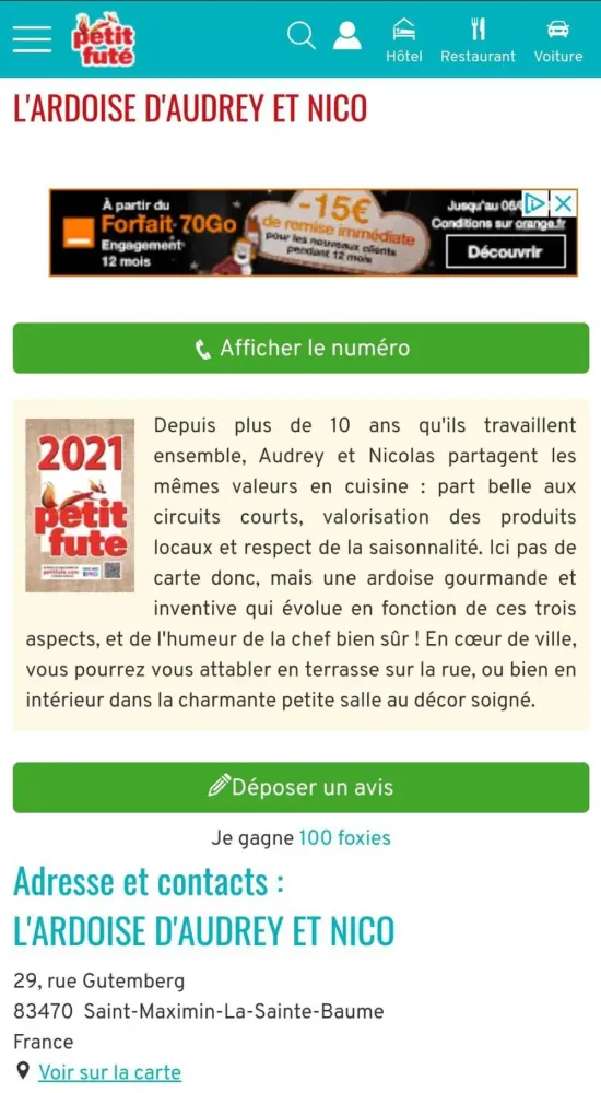 Article sur le guide Petit Futé 2021